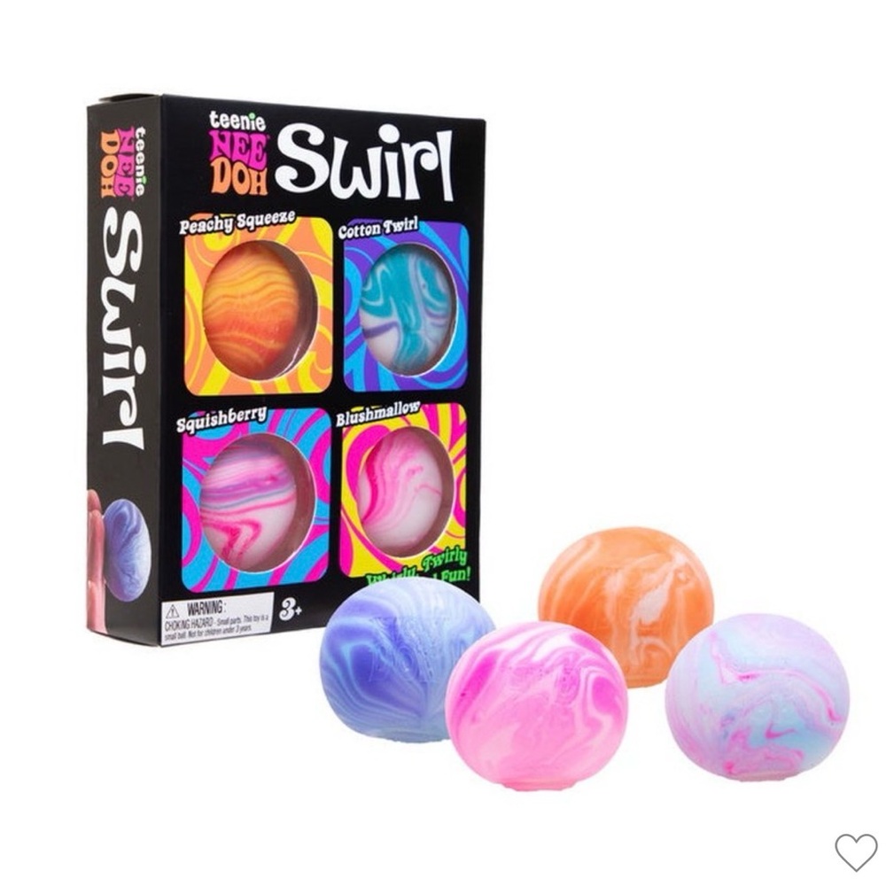 NEW NeeDoh Teenie Swirl 4-Pack Mini Squishy Stress Balls NWT